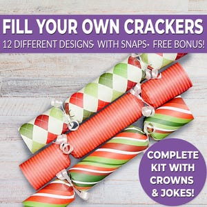 6 DIY Eco Friendly Christmas crackers w/ snaps, Fill your own crackers for Christmas dinner. With crackers, hats, jokes, and snaps.