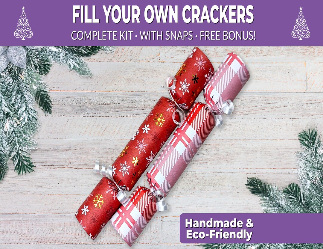 6 Traditional Red Christmas Crackers W/ Snaps. Fill Your Own DIY ...