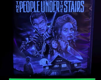 Now Playing Blu-Ray Stand | Blu-Ray Display Stand | Black Light Blu-Ray Display | Horror Blu-Ray Display | Movie Room Decor