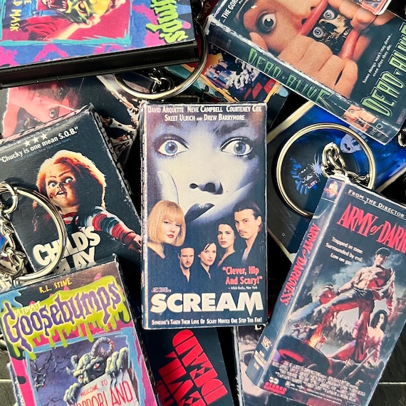 Mini Horror VHS Keychain | Movie Keychain | Horror Movie Bag Backpack Charm | Goosebumps VHS Keychain | Retro Keychain | VHS Minis
