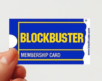 Tarjeta de alquiler de películas Blockbuster Membership de 3.5" / Pegatina nostálgica de los 90 / Laminada de alta calidad, resistente al agua, con protección UV