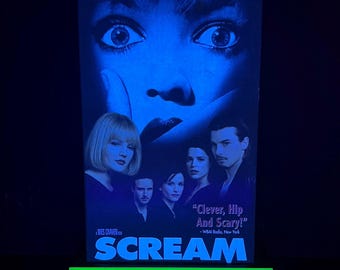 Now Playing VHS Stand | VHS Display Stand | Black Light Vhs Display | Horror VHS Display | Movie Room Decor