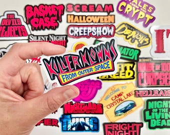 Pegatinas de logotipos de películas de terror / Pegatinas laminadas de logotipos de terror / Pegatinas de títulos de películas / Resistentes al agua de alta calidad