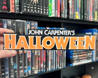 Halloween 3D Printed Sign | John Carpenter’s Halloween 3D Logo | Michael Myers Bust Plaque | Movie Room Display | Horror Collection Decor