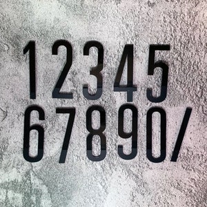 Modern House Number Minimalist Style Black Acrylic with Adhesive Tape installed 02