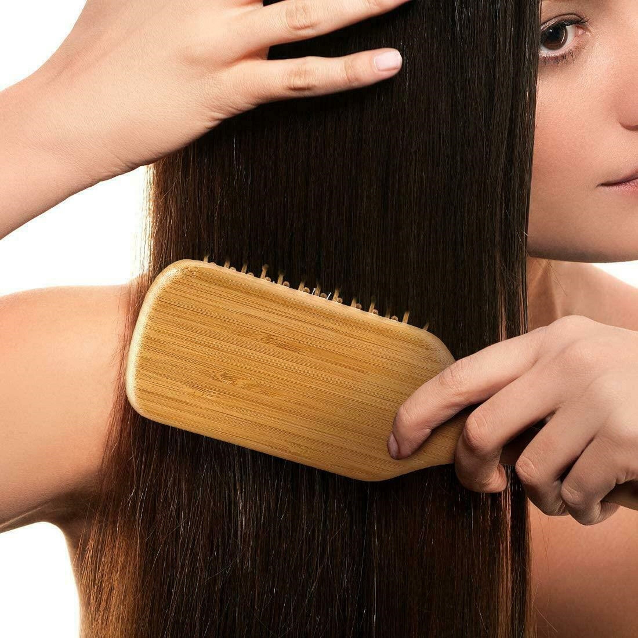 Hairbrush Bamboo Wood Square Paddle Hair Brush Etsy