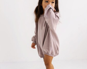 Organic Cotton Oversized Sweatshirt Bubble Romper, Baby & Toddler Gender Neutral French Terry Outfit, Baby Shower Gift