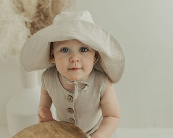 Bonnet à bord large, chapeau de soleil pour bébés et tout-petits, cadeau de baby shower