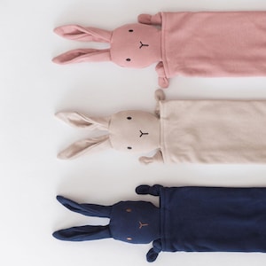 Organic Cotton Bunny Lovey, Gender Neutral Baby Comforter Blanket, Baby Shower Gift