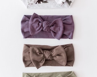 Organic Cotton Baby Girl Headbands, Stretchy Jersey Bow Headbands, Baby Shower Gift