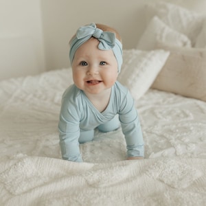Bamboo Kimono Romper, Gender Neutral Baby & Toddler Playsuit, Baby Shower Gift image 9
