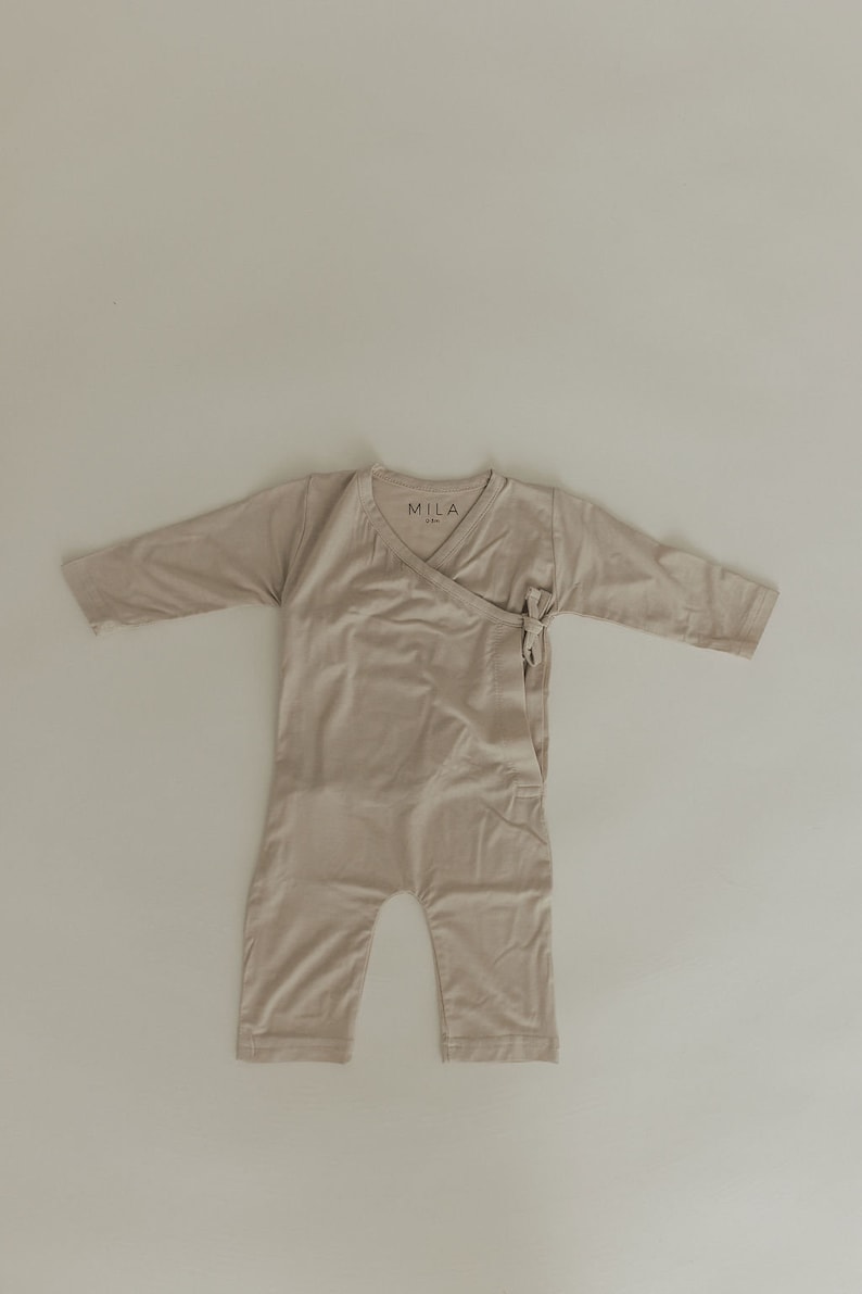 Bamboo Kimono Romper, Gender Neutral Baby & Toddler Playsuit, Baby Shower Gift image 3