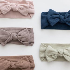 Bandeaux pour bébé fille en coton bio, bandeaux avec noeuds côtelés, cadeau de baby shower