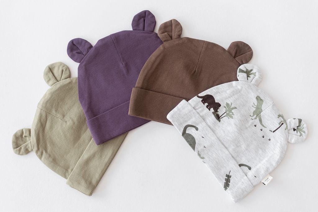 Organic Cotton Bear Hat, Gender Neutral Baby Beanie, Baby Shower Gift