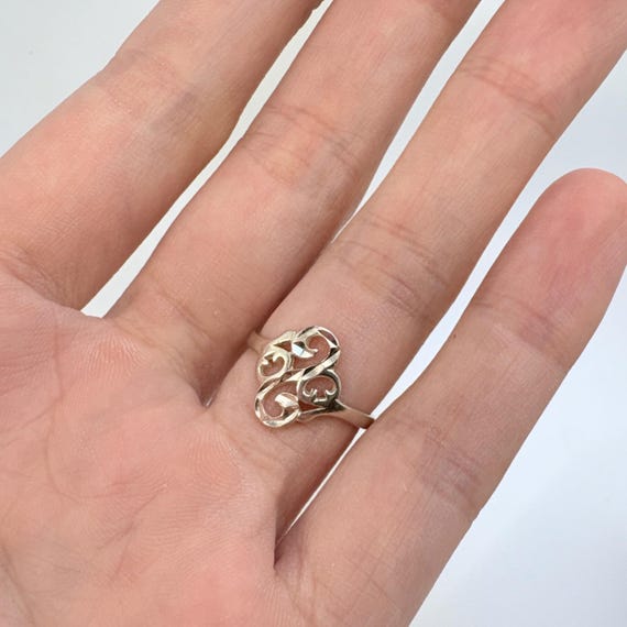 Openwork Scroll Design Band Ring VTG Solid Sterli… - image 6
