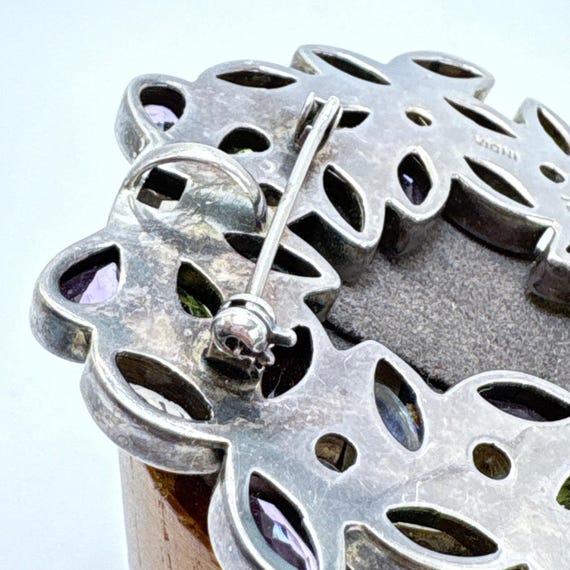 VTG Solid Sterling Silver 925 Multi-Gemstone Circ… - image 9