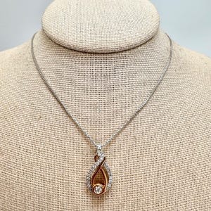 Sterling Silver 925 Cubic Zirconia Interwoven Pendant Necklace Size 18&quot; Length