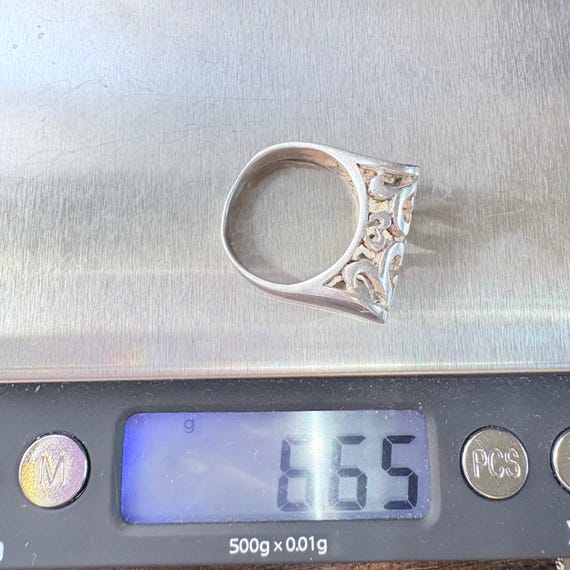 VTG Solid Sterling Silver 925 Openwork Scroll Des… - image 5