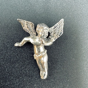 Vintage Solid Sterling Silver 925 Baby Angel Cherub Pendant Size 1'' Length