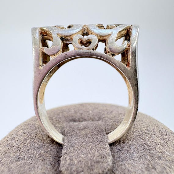 Openwork Scroll Design Band Ring VTG Solid Sterli… - image 3