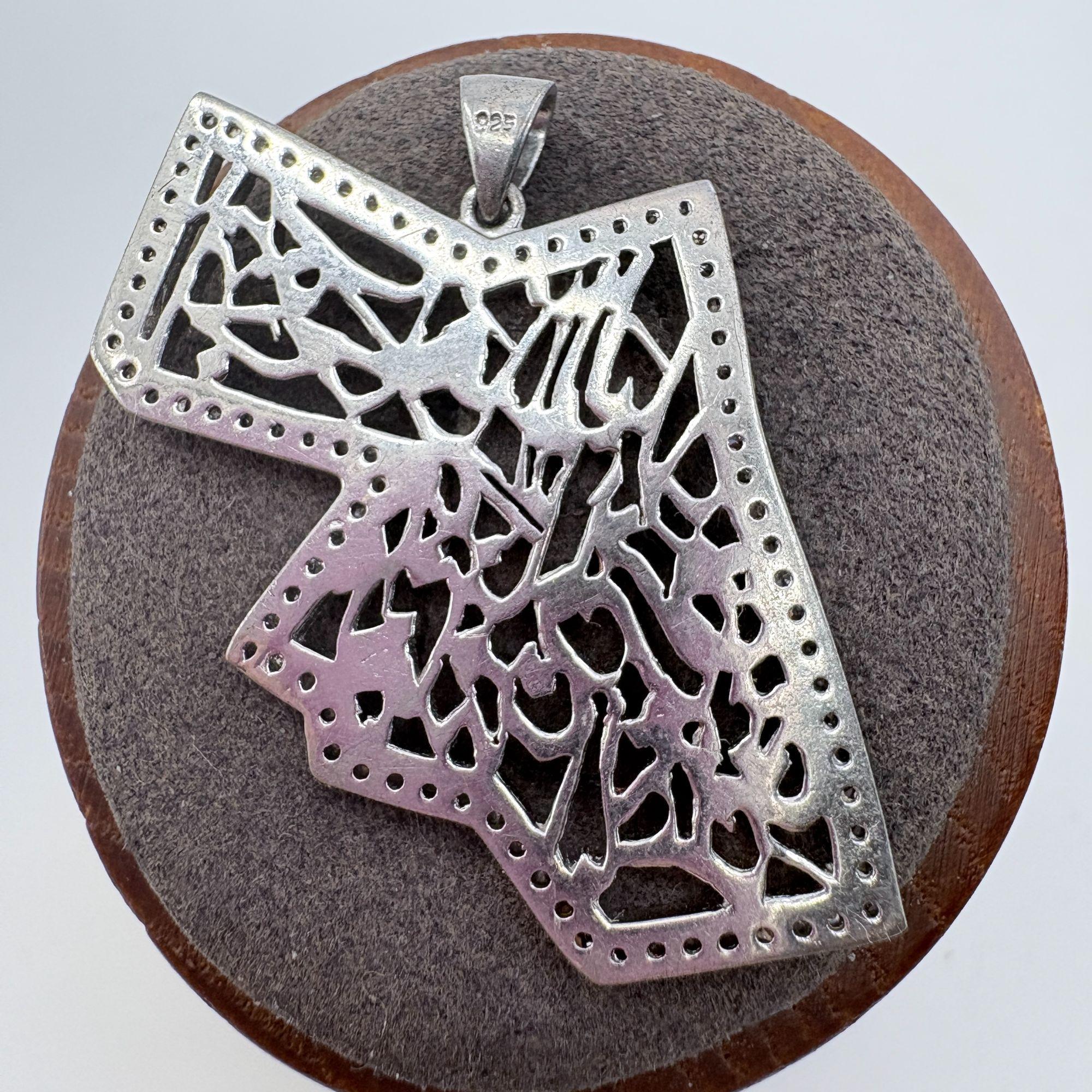 Map Pin Filigree Map of Jordan Filigree Design Pendant VTG Sterling Silver 925 Size 1.5 ...