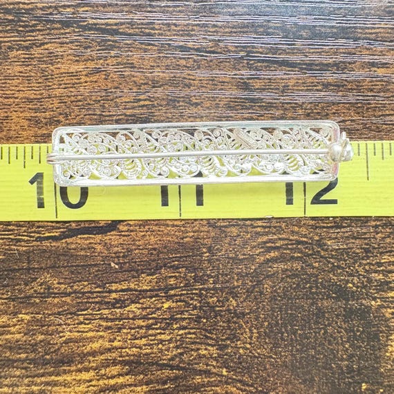 Germany Scroll Design Bar Pin Rectangle Signed VT… - image 6