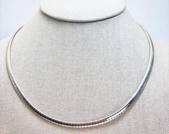 Flattened Snake Chain Necklace Sterling Silver 925 Size 18.25" Length