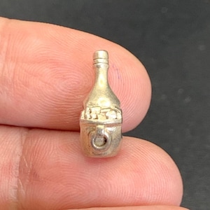 Sterling Silver 925 Chilled Wine Slide Charm Fits All Slide Charm Bracelets .50&quot;
