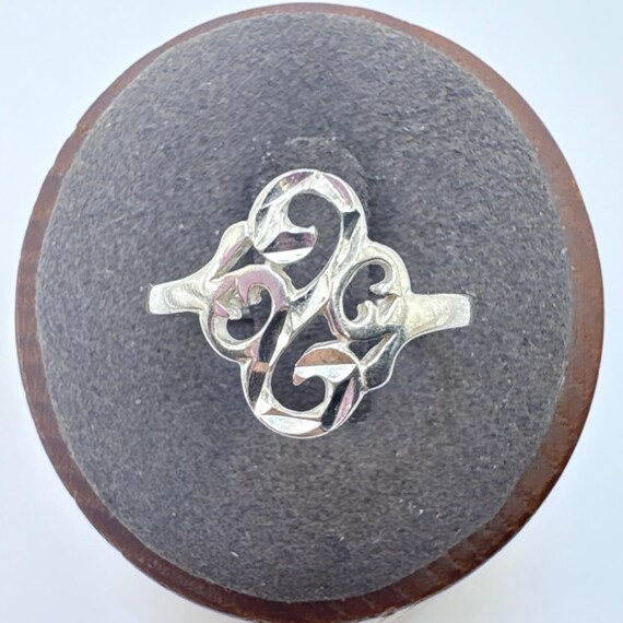 Openwork Scroll Design Band Ring VTG Solid Sterli… - image 1