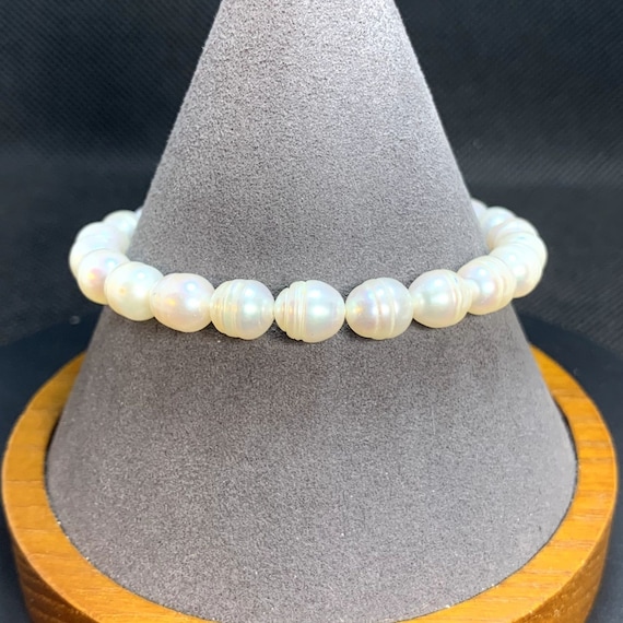 Cultured Freshwater Pearl Bracelet Elastic No Cla… - image 1