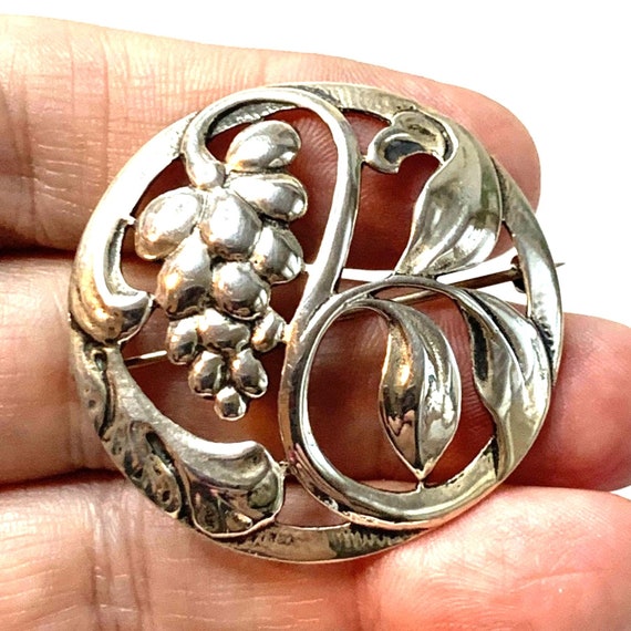 VTG Sterling Silver 925 Baur Repousse Grape Grape… - image 2