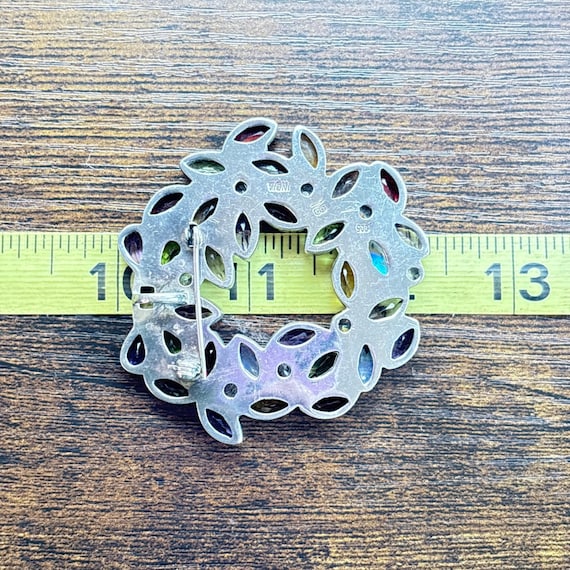 VTG Solid Sterling Silver 925 Multi-Gemstone Circ… - image 12