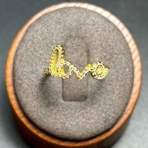 VTG Gold Over Sterling Silver 925 Cubic Zirconia Love 1mm Band Ring Size 7