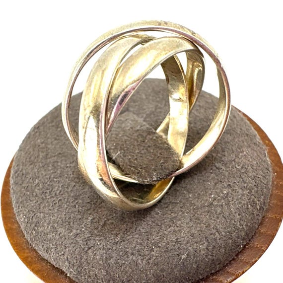VTG Solid Sterling Silver 925 Interlocking Bands … - image 3