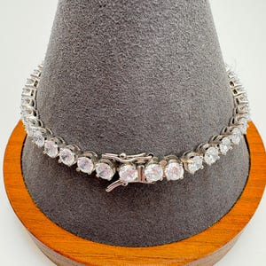 VTG Sterling Silver 925 Cubic Zirconia Tennis Bracelet Size 7.75" Length
