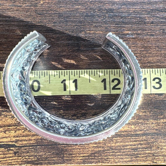 Openwork Scroll Design Beaded Border Cuff Bracele… - image 8