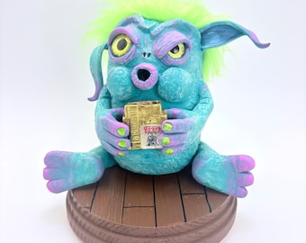 Estatua de escritorio de monstruo gamer caprichosa, arte vintage