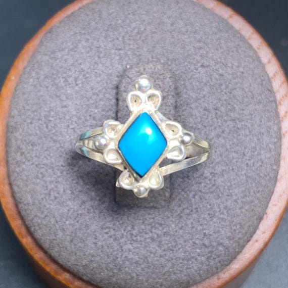 Composite Turquoise Scroll Statement Ring Solid S… - image 1