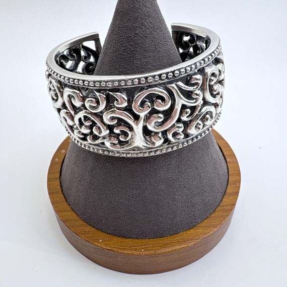 Openwork Scroll Design Beaded Border Cuff Bracele… - image 1