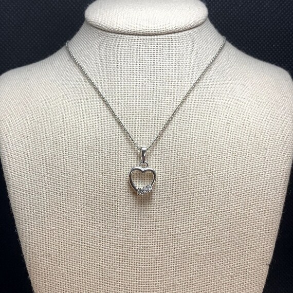 VTG Sterling Silver 925 Heart Cubic Zirconia Pron… - image 1