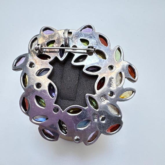 VTG Solid Sterling Silver 925 Multi-Gemstone Circ… - image 7