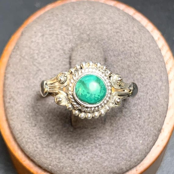 Malachite Beaded Scroll Design Statement Ring Ste… - image 1