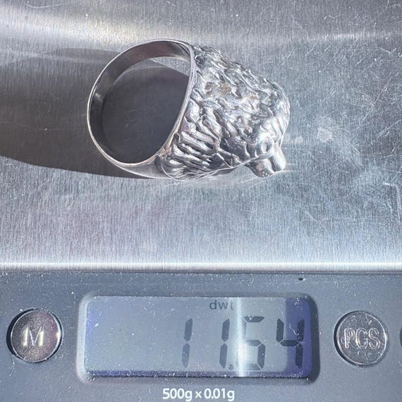 Three Dimensional Lion Head Statement Ring VTG St… - image 7