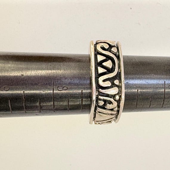 Scroll Design Squared Band VTG Solid Sterling Sil… - image 9