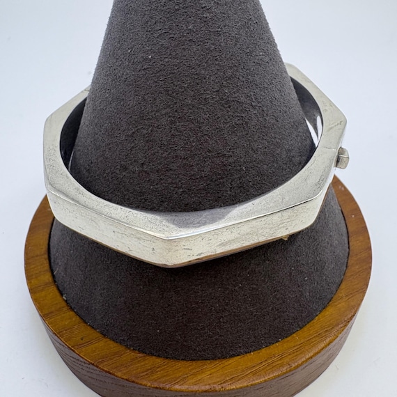 VTG Solid Sterling Silver 925 Octagonal Hinged Ba… - image 1