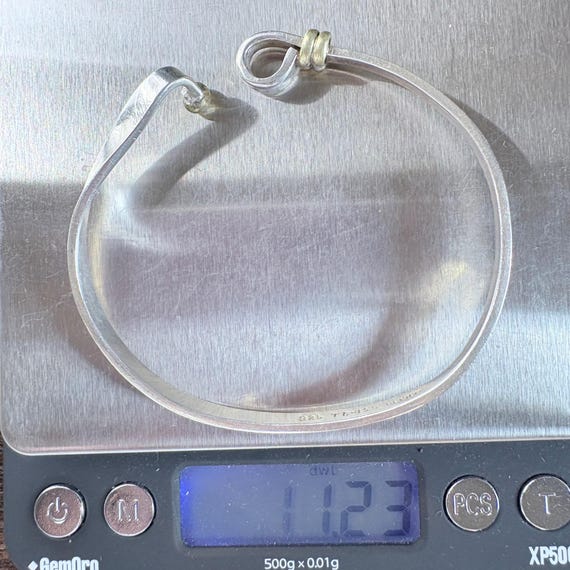 VTG Two Tone Solid Sterling Silver 925 Hook Bangl… - image 9