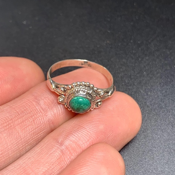 Malachite Beaded Scroll Design Statement Ring Ste… - image 6