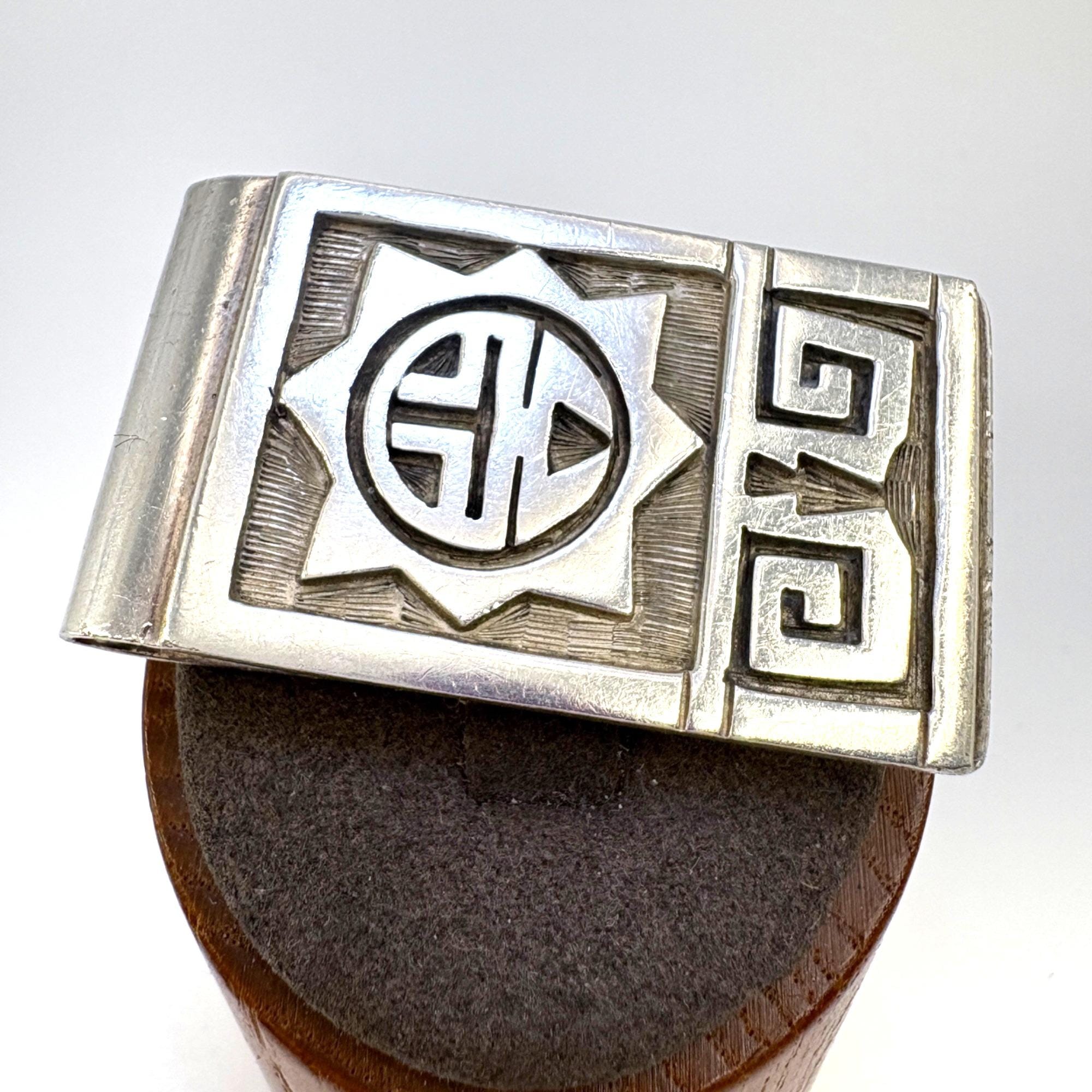 Aztec Design Money Clip Sterling Silver 925 Size 2" Length
