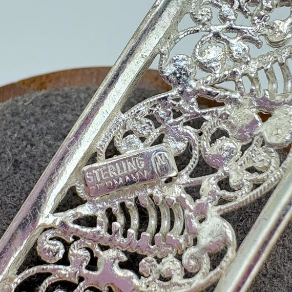 Germany Scroll Design Bar Pin Rectangle Signed VT… - image 8