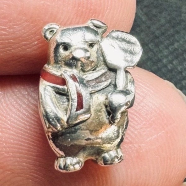 VTG Sterling Silver 925 Pandora ALE Christmas Polar Bear Charm 0.5'' Length